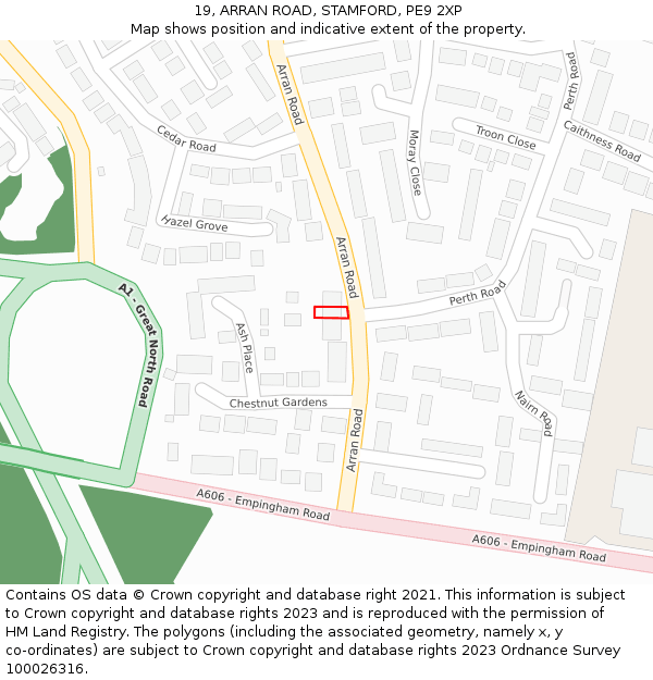 19, ARRAN ROAD, STAMFORD, PE9 2XP: Location map and indicative extent of plot