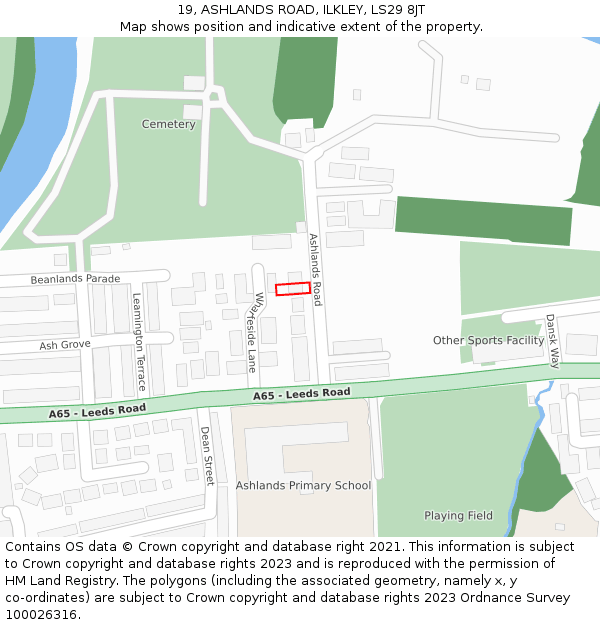 19, ASHLANDS ROAD, ILKLEY, LS29 8JT: Location map and indicative extent of plot