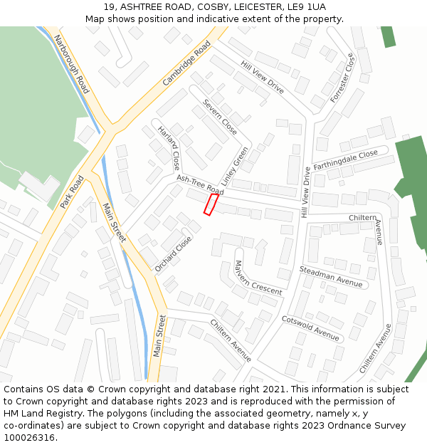 19, ASHTREE ROAD, COSBY, LEICESTER, LE9 1UA: Location map and indicative extent of plot