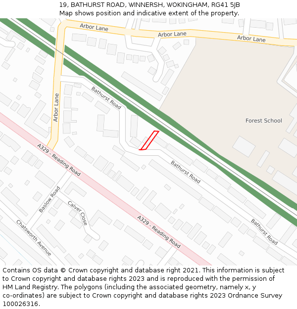 19, BATHURST ROAD, WINNERSH, WOKINGHAM, RG41 5JB: Location map and indicative extent of plot