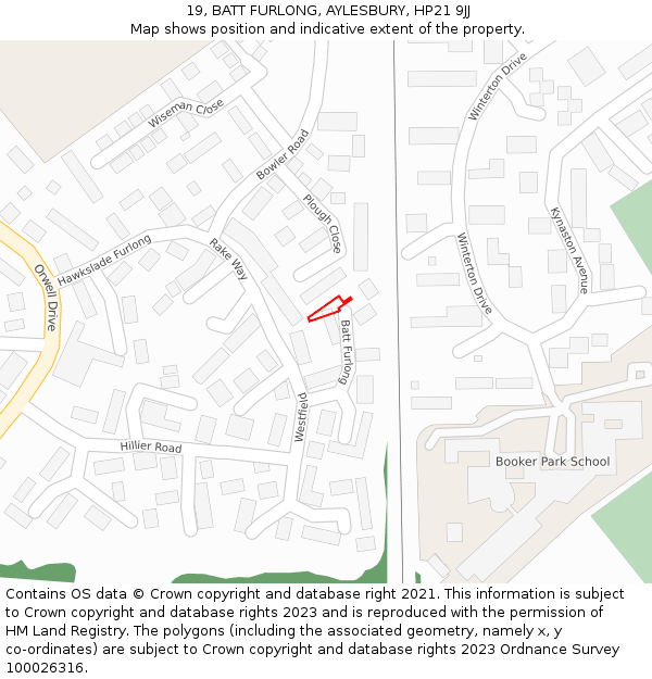 19, BATT FURLONG, AYLESBURY, HP21 9JJ: Location map and indicative extent of plot