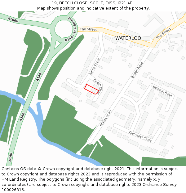19, BEECH CLOSE, SCOLE, DISS, IP21 4EH: Location map and indicative extent of plot
