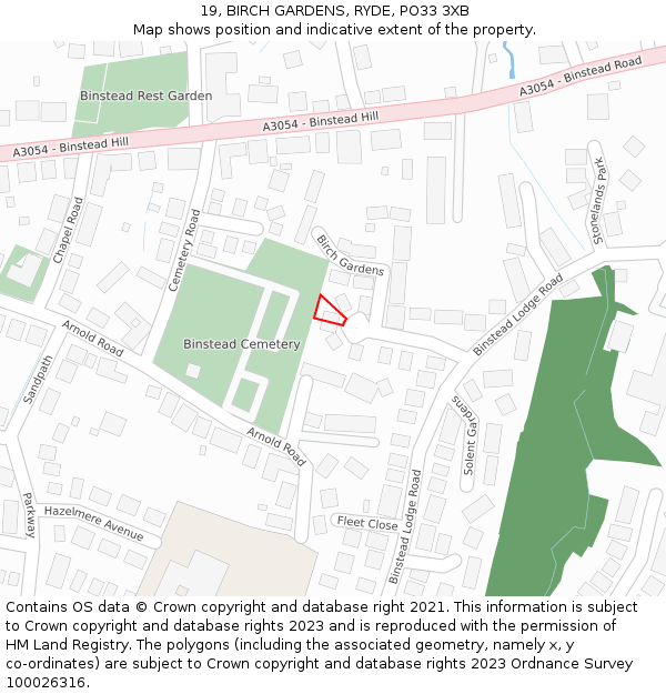 19, BIRCH GARDENS, RYDE, PO33 3XB: Location map and indicative extent of plot