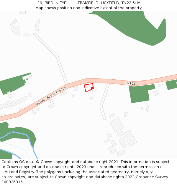 19, BIRD IN EYE HILL, FRAMFIELD, UCKFIELD, TN22 5HA: Location map and indicative extent of plot