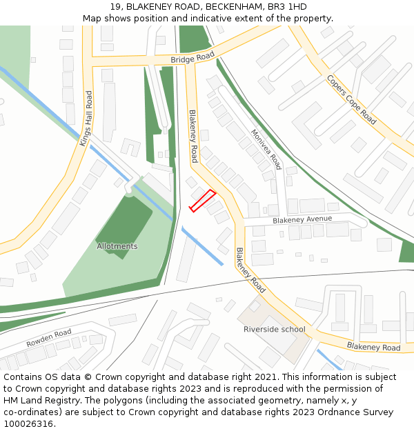 19, BLAKENEY ROAD, BECKENHAM, BR3 1HD: Location map and indicative extent of plot