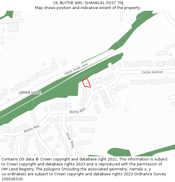 19, BLYTHE WAY, SHANKLIN, PO37 7NJ: Location map and indicative extent of plot