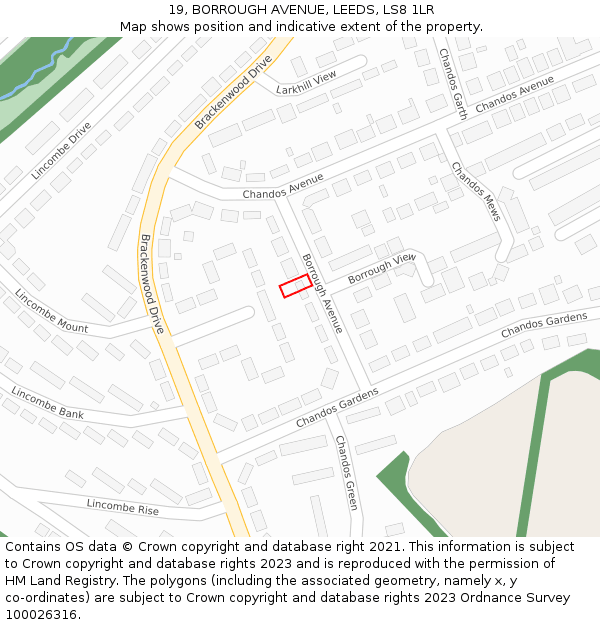 19, BORROUGH AVENUE, LEEDS, LS8 1LR: Location map and indicative extent of plot
