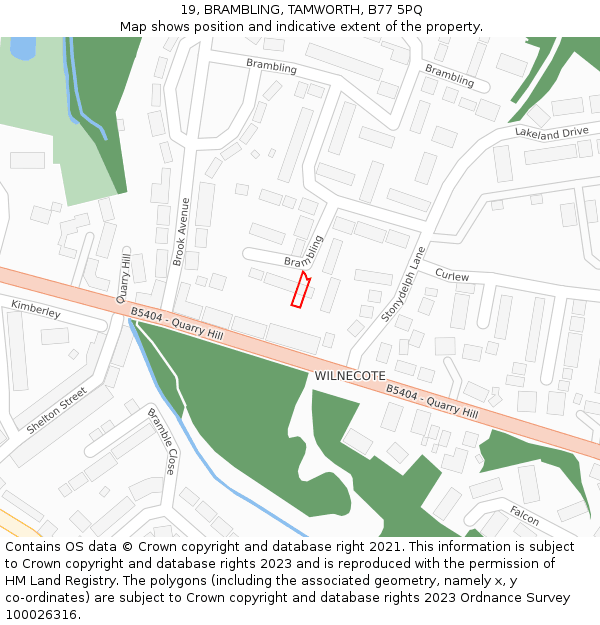 19, BRAMBLING, TAMWORTH, B77 5PQ: Location map and indicative extent of plot