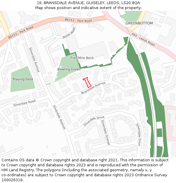 19, BRANSDALE AVENUE, GUISELEY, LEEDS, LS20 8QA: Location map and indicative extent of plot