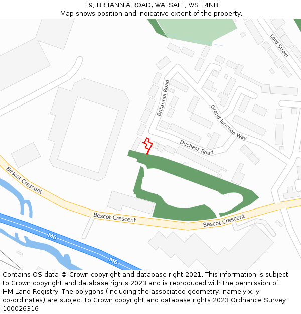 19, BRITANNIA ROAD, WALSALL, WS1 4NB: Location map and indicative extent of plot