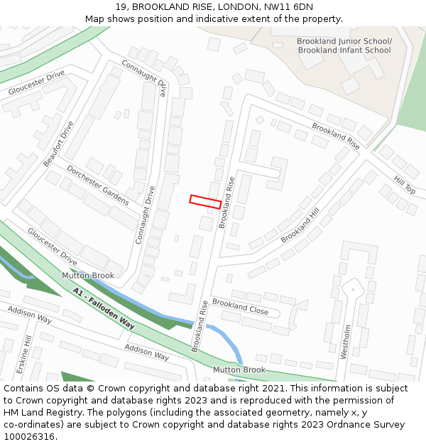 19, BROOKLAND RISE, LONDON, NW11 6DN: Location map and indicative extent of plot