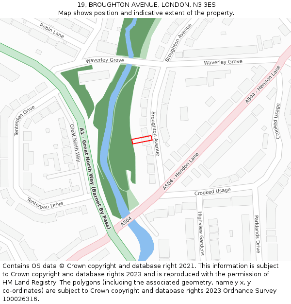 19, BROUGHTON AVENUE, LONDON, N3 3ES: Location map and indicative extent of plot
