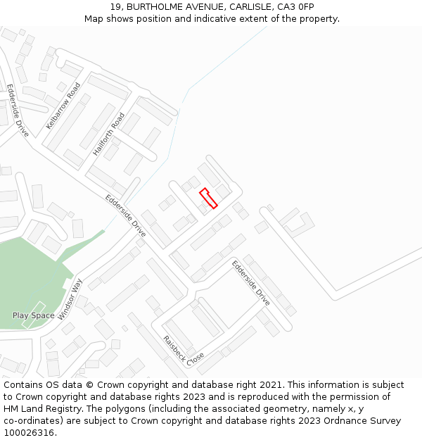 19, BURTHOLME AVENUE, CARLISLE, CA3 0FP: Location map and indicative extent of plot