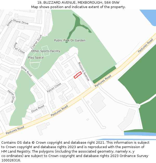 19, BUZZARD AVENUE, MEXBOROUGH, S64 0NW: Location map and indicative extent of plot
