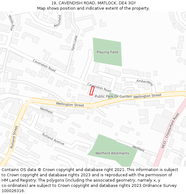 19, CAVENDISH ROAD, MATLOCK, DE4 3GY: Location map and indicative extent of plot