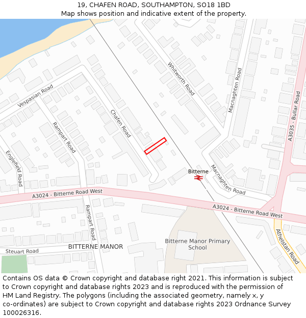 19, CHAFEN ROAD, SOUTHAMPTON, SO18 1BD: Location map and indicative extent of plot
