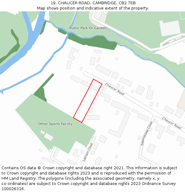 19, CHAUCER ROAD, CAMBRIDGE, CB2 7EB: Location map and indicative extent of plot