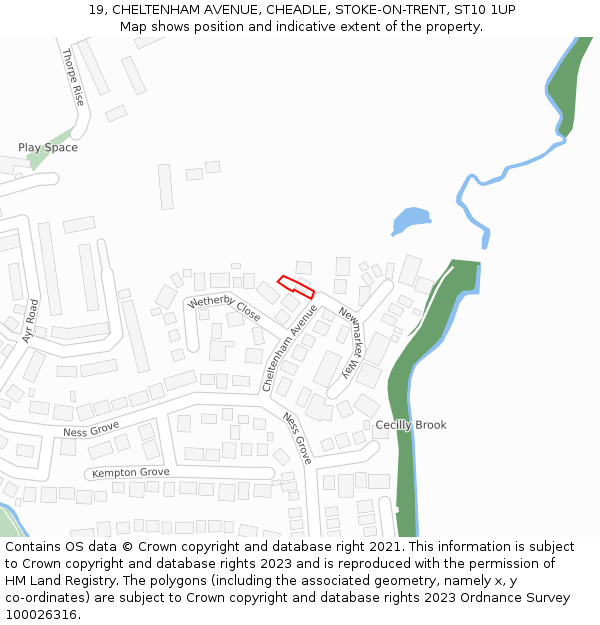 19, CHELTENHAM AVENUE, CHEADLE, STOKE-ON-TRENT, ST10 1UP: Location map and indicative extent of plot