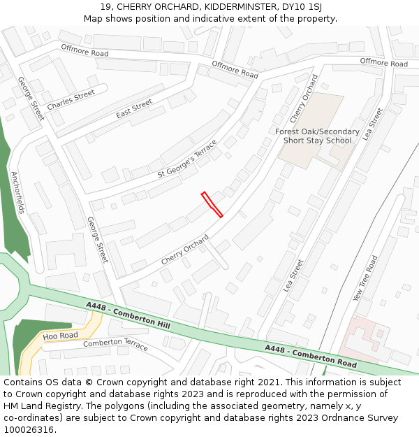 19, CHERRY ORCHARD, KIDDERMINSTER, DY10 1SJ: Location map and indicative extent of plot