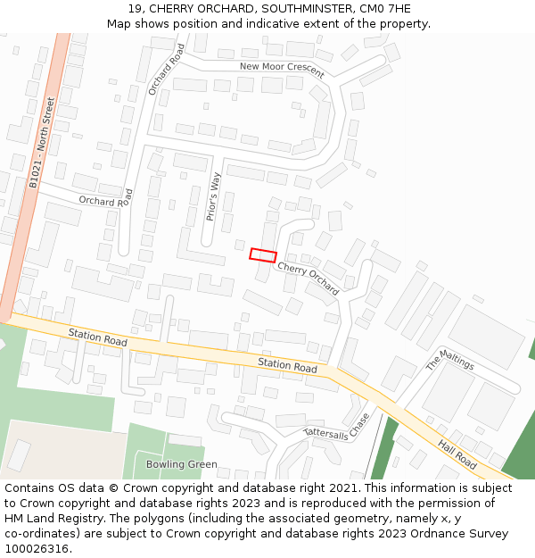 19, CHERRY ORCHARD, SOUTHMINSTER, CM0 7HE: Location map and indicative extent of plot