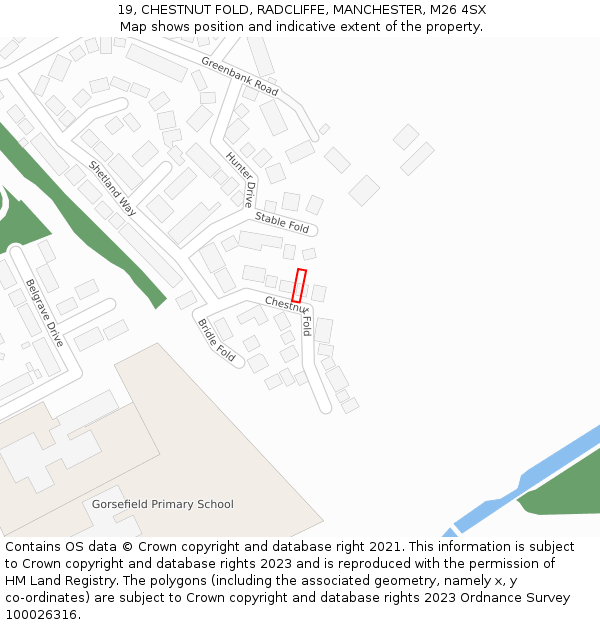 19, CHESTNUT FOLD, RADCLIFFE, MANCHESTER, M26 4SX: Location map and indicative extent of plot