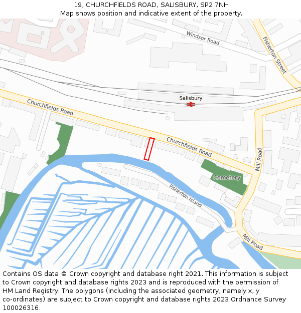 19, CHURCHFIELDS ROAD, SALISBURY, SP2 7NH: Location map and indicative extent of plot
