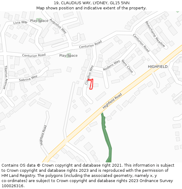 19, CLAUDIUS WAY, LYDNEY, GL15 5NN: Location map and indicative extent of plot