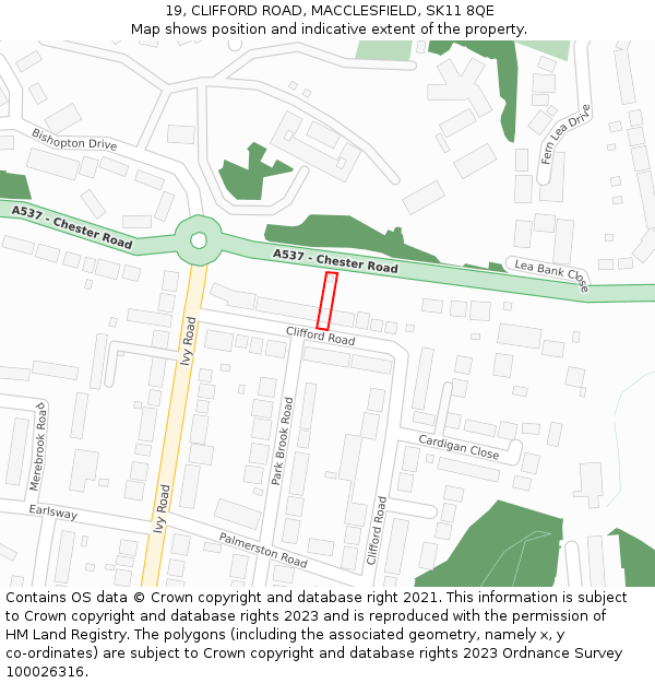 19, CLIFFORD ROAD, MACCLESFIELD, SK11 8QE: Location map and indicative extent of plot