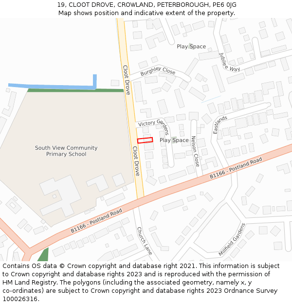 19, CLOOT DROVE, CROWLAND, PETERBOROUGH, PE6 0JG: Location map and indicative extent of plot