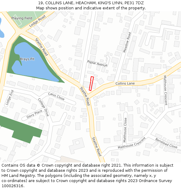 19, COLLINS LANE, HEACHAM, KING'S LYNN, PE31 7DZ: Location map and indicative extent of plot