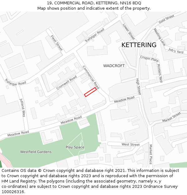 19, COMMERCIAL ROAD, KETTERING, NN16 8DQ: Location map and indicative extent of plot