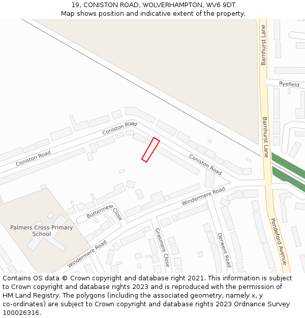 19, CONISTON ROAD, WOLVERHAMPTON, WV6 9DT: Location map and indicative extent of plot