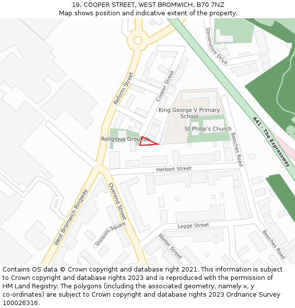 19, COOPER STREET, WEST BROMWICH, B70 7NZ: Location map and indicative extent of plot
