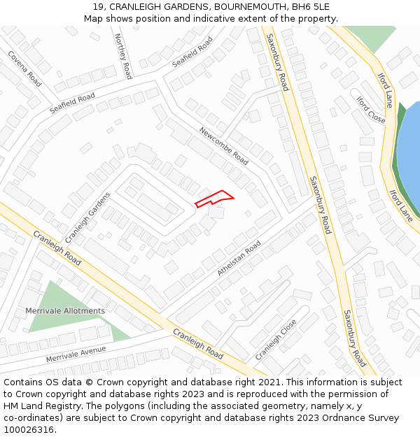 19, CRANLEIGH GARDENS, BOURNEMOUTH, BH6 5LE: Location map and indicative extent of plot