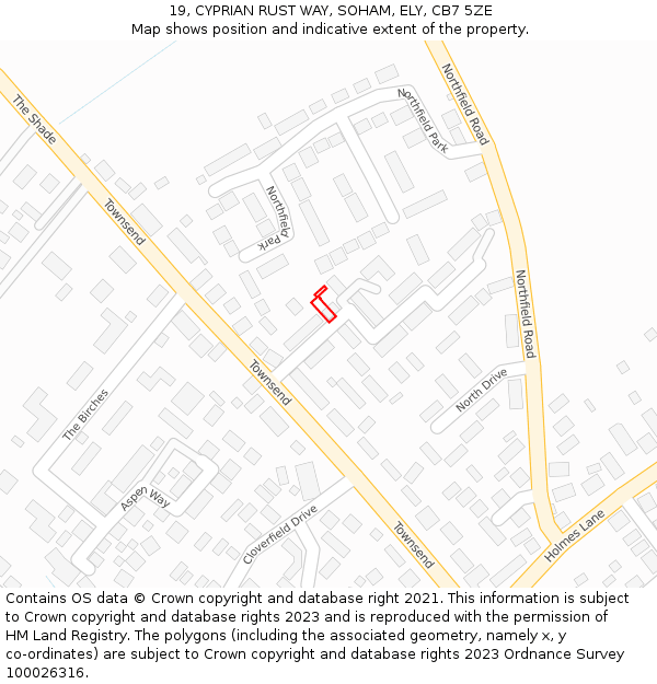 19, CYPRIAN RUST WAY, SOHAM, ELY, CB7 5ZE: Location map and indicative extent of plot
