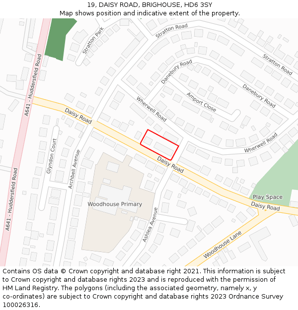 19, DAISY ROAD, BRIGHOUSE, HD6 3SY: Location map and indicative extent of plot