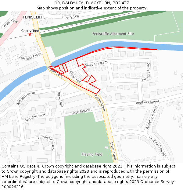 19, DALBY LEA, BLACKBURN, BB2 4TZ: Location map and indicative extent of plot
