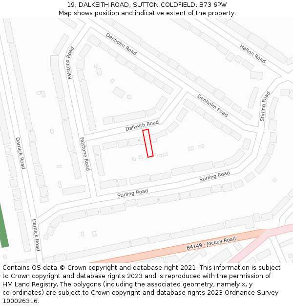 19, DALKEITH ROAD, SUTTON COLDFIELD, B73 6PW: Location map and indicative extent of plot