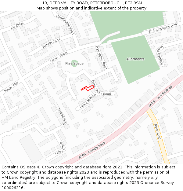 19, DEER VALLEY ROAD, PETERBOROUGH, PE2 9SN: Location map and indicative extent of plot