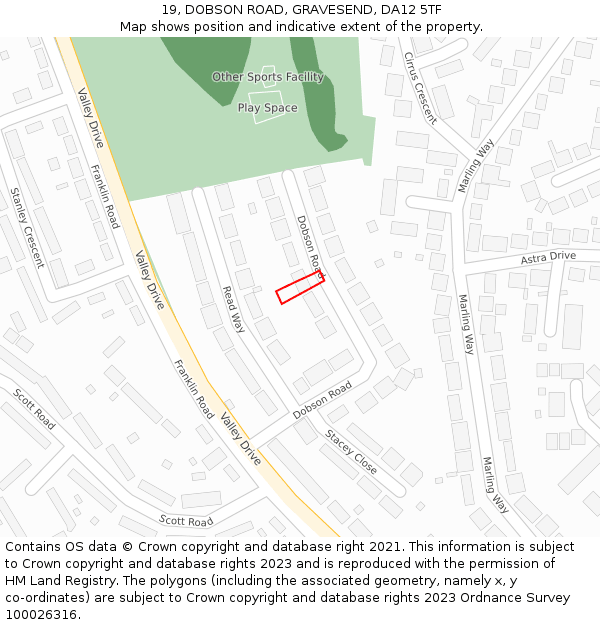 19, DOBSON ROAD, GRAVESEND, DA12 5TF: Location map and indicative extent of plot