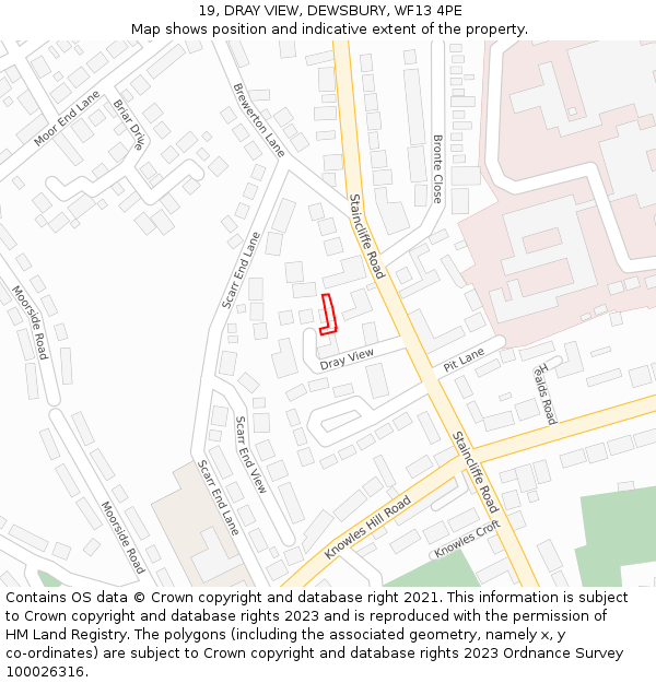 19, DRAY VIEW, DEWSBURY, WF13 4PE: Location map and indicative extent of plot