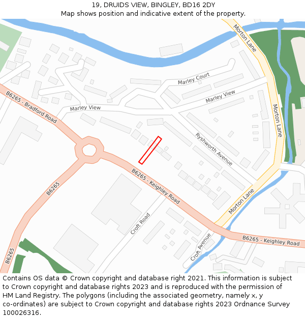 19, DRUIDS VIEW, BINGLEY, BD16 2DY: Location map and indicative extent of plot