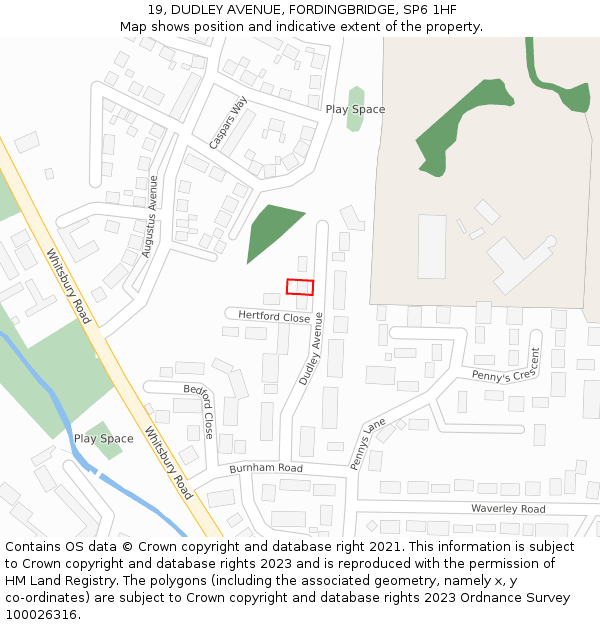 19, DUDLEY AVENUE, FORDINGBRIDGE, SP6 1HF: Location map and indicative extent of plot
