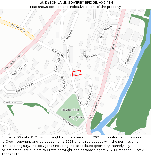 19, DYSON LANE, SOWERBY BRIDGE, HX6 4EN: Location map and indicative extent of plot