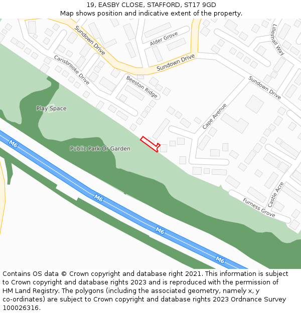 19, EASBY CLOSE, STAFFORD, ST17 9GD: Location map and indicative extent of plot