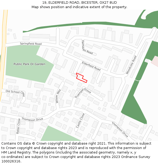 19, ELDERFIELD ROAD, BICESTER, OX27 8UD: Location map and indicative extent of plot