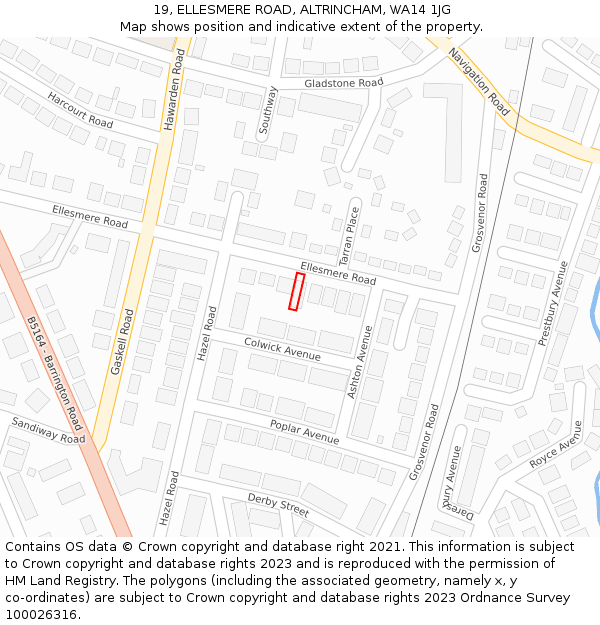 19, ELLESMERE ROAD, ALTRINCHAM, WA14 1JG: Location map and indicative extent of plot
