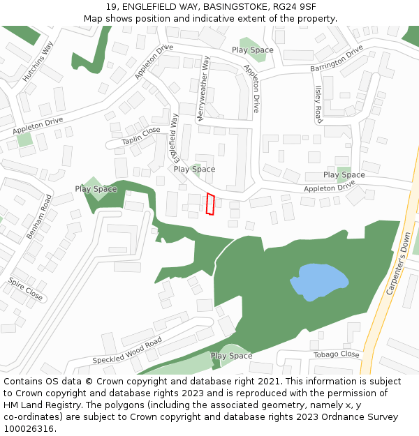 19, ENGLEFIELD WAY, BASINGSTOKE, RG24 9SF: Location map and indicative extent of plot
