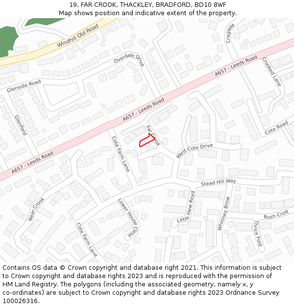 19, FAR CROOK, THACKLEY, BRADFORD, BD10 8WF: Location map and indicative extent of plot