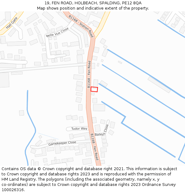 19, FEN ROAD, HOLBEACH, SPALDING, PE12 8QA: Location map and indicative extent of plot